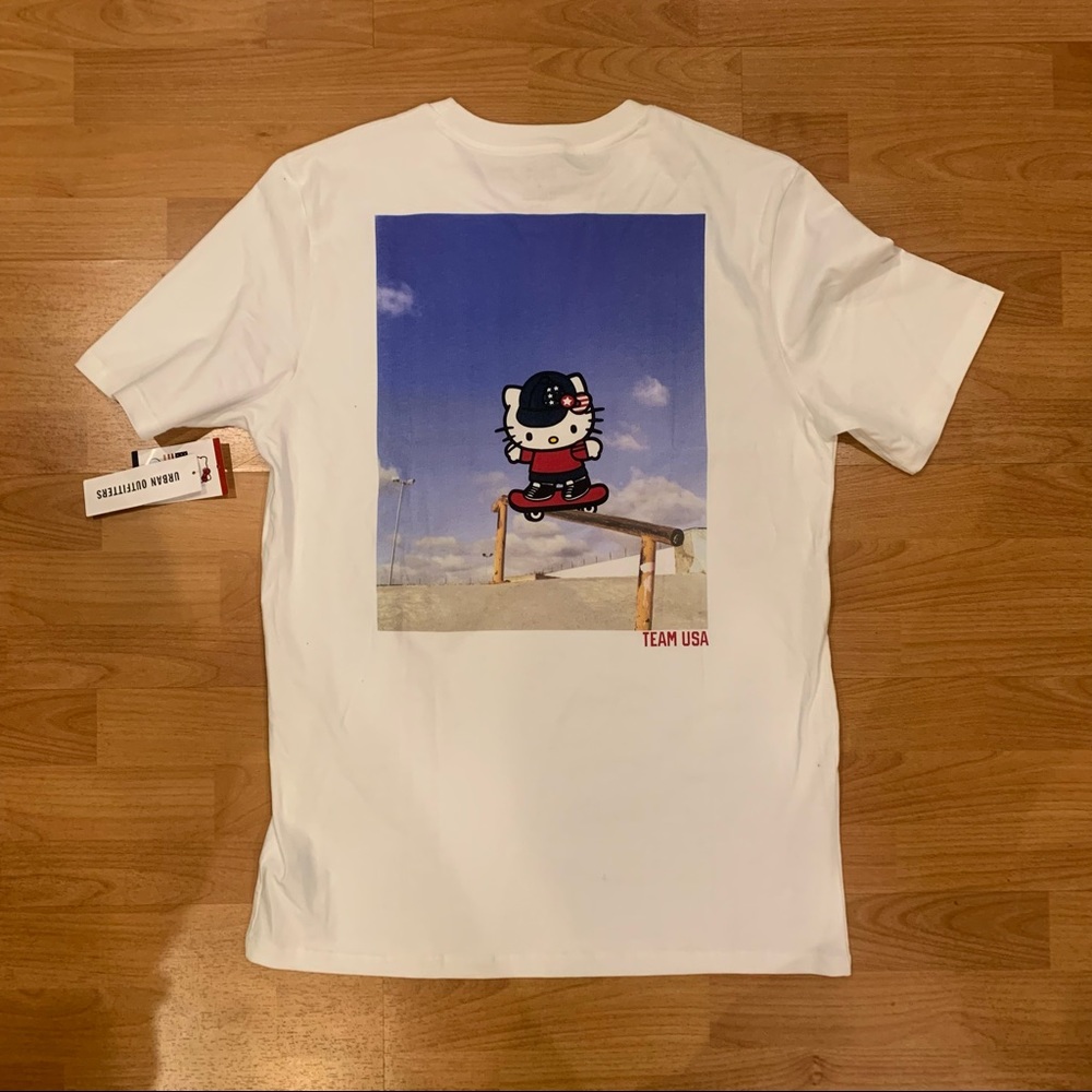 Hello Kitty x Team USA Collab Skateboarding Pocket Shirt Size L Urban Outfitters